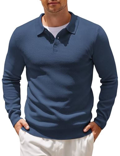 Polo en tricot raffiné COOFANDY coupe ajustée confortable