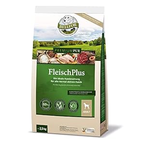 Bellfor Premium PUR FleischPlus Glutefrei Hundefutter mit Hohem Fleischanteil Die ideale Nahrung für alle normal aktiven Hunde 2,5 kg