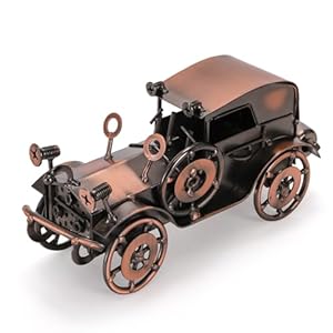 Metal Antique Vintage Car Model Home Decor, Reddish Handcrafted Collections Collectible Vehicle, Classic Car Model Gifts for Men, Bar