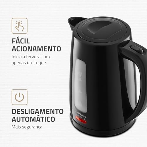 MONDIAL Chaleira Elétrica Pratic Hot 1,7L Preto, 1850W, 220V - CE-17 glide