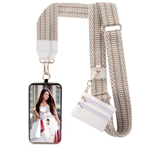 Image of XANGNIER Clip and Go Strap for Phone with Wallet Crossbody, Phone Strap with Zippered Wallet, Adjustable Anti Theft Cellphone Lanyard for Women, Cellphone Chain Accessories,Multicolor 20