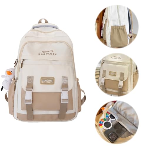 Backpack with Adjustable Shoulder Strap Bookbag for Students (Khaki)2