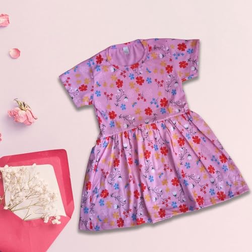 Image of NewLadiesZone Girls Pure Cotton Casual Round neck regular feet Multi Color Girls Gown dress Half Sleeve set of 3 pcs