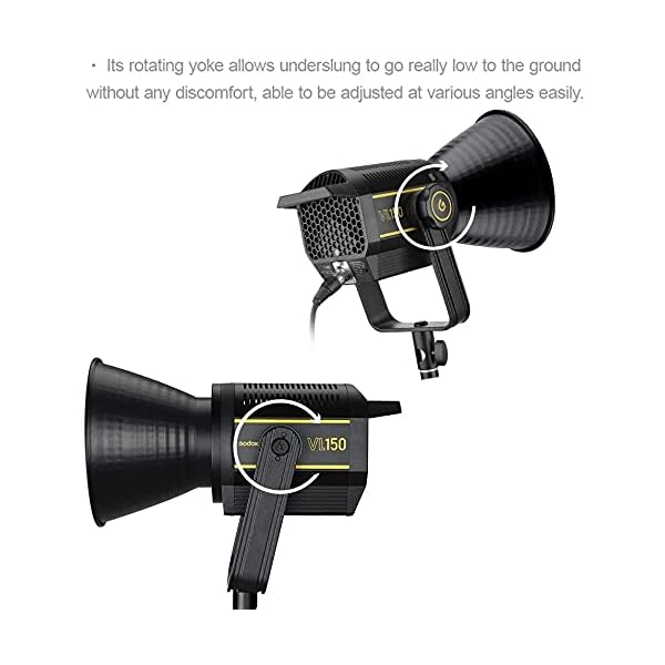 Godox VL150 LED-Videoleuchte, 150 W, kontinuierliche Ausgangsleistung, 5600 K, 61000 Lux@1 m, CRI 96 TLCI 95, 0–100… – Bild 4