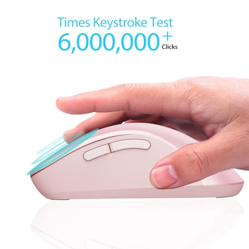 Image of memzuoix 2.4G Wireless Mouse, 1400 DPI Mobile Optical Cordless Mouse with USB Receiver, Portable Computer Mice for Laptop, PC, Desktop, MacBook, 5 Buttons (Pink)