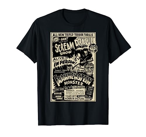 Película de Terror Monster Mummy Drácula Hombre Lobo Frankenstein Camiseta