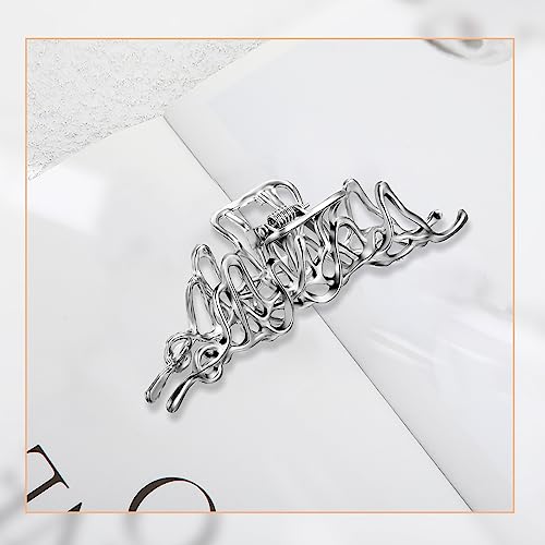 Yunlly 3 Pcs Hair Claw Clips Fish Bone Shape Big Metal Hair Claws Geometric Design Silver Hair Clips Snake Large Hair Clip Gothic Hair Accessories Styling Jaw Hair Clamps For Thick Hair Women Girls #TOP6