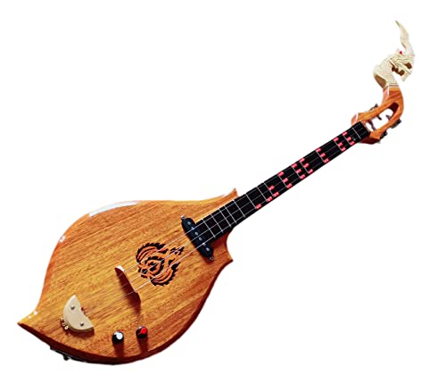 Isarn Acoustic Electric Phin 3 Strings, Thai Lao Guitar Musical Instrument, Traditional Thai Classical Musical Pin125