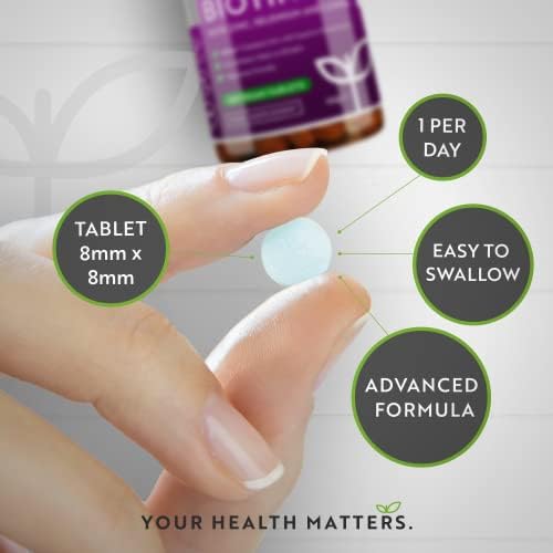 Biotin Hair Growth Supplement 12,000mcg with Zinc, Selenium & Copper - Full Year Supply 365 Vegan High Strength Biotin Tablets for Hair - Supports Hair, Skin & Nail Growth - Hair Growth - Nutravita