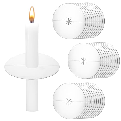 30 PCS Paper Candle Drip Protectors Silver Candle Drip Catcher Paper Candles Bobeche Church Candles Holder Guards for Candlelight Vigil Church Service Memorial Service Devotional Christmas Eve