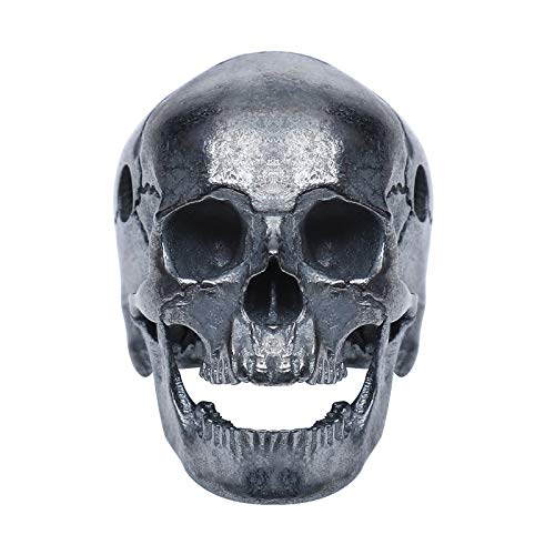 Forobb Skull Bead Charm Pendant for Necklace Bracelet 925 Sterling Silver Handcrafted Gothic Rock Punk Diablo Biker Retro Antique [Premium 60002] - L