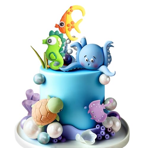 toppers per torta under the sea topper per torta con animali dell'oceano decorazioni per feste a tema oceano e mare decorazioni per torte di compleanno per babyshower under the sea