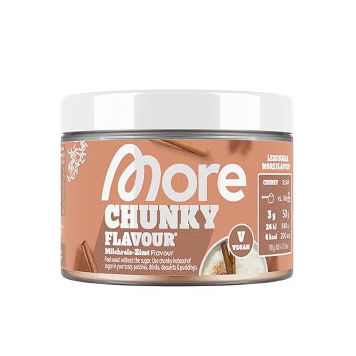MORE Chunky Flavour, Milchreis Zimt, 150 g, vegan, Geschmackspulver zum Süßen, ohne viel Zucker und Kalorien, mit Inulin und Laktase - made in Germany
