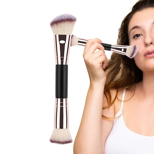 Brocha para base de maquillaje, brocha correctora de doble extremo, herramienta profesional de mezcla de sombra de ojos y polvo, varita de belleza 2 en 1 para líquido, crema y rubor, aplicador de