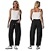 Lepunuo Sweatpants for Women Baggy Barrel Leg Lounge Sweat Pants Wide Leg Gym Trousers with Pockets Black