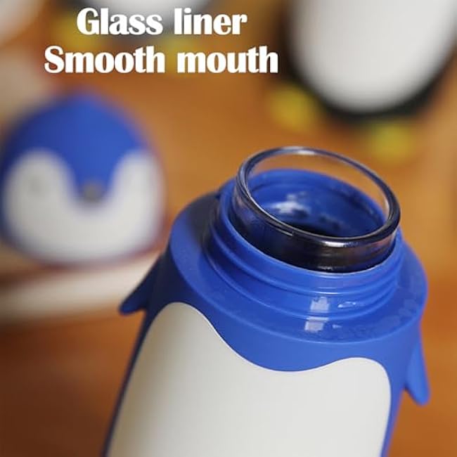 Penguin Water Bottle,300ml Cute Penguin Thermal Vacuum Insulated Water Bottle Leak Resistant Flip Cold for Home, Office(Black)