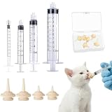 SWYZOR 8 Stück Mini Schnuller und Spritze, Haustier Schnuller mit Spritze, Haustier Fütterung Silikon Nippel, Haustier Fütterung Silikon Schnuller Spritze für Welpen Hund Katze oder andere Haustiere