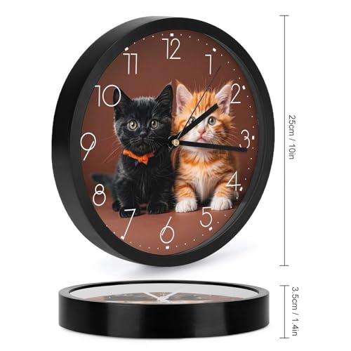 Horloge murale silencieuse sans tic-tac avec motif chaton mignon - 3