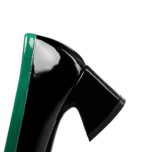 Image of TinaCus Women's Patent Leather Square Toe Chic Loafers | 2 Inch Chunky Heel, Handmade, Assorted Color, Chain