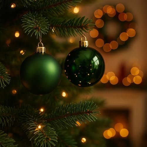 Set 16 Palline di Natale in Vetro con Finitura Lucida e Opaca Decorazioni Eleganti per Albero di Natale Colore Verde Pino Raffinate e Luminose 3,5cm - Varzi dal 1956