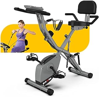 BARWING 16-8-2-3 Stationary Spin Exercise Bike for Home | 4 IN 1 Foldable Indoor Workout Cycling Bike for Seniors| 330 LB Capacity | More Magnetic Resistance Seat Backrest Adjustments | 【2022 Upgraded Reinforced Seats】