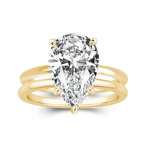 4.0ct Pear Shaped Wedding Ring Set for Women,No Tarnish 925 Sterling Silver 5A CZ Diamond Bridal Ring Set