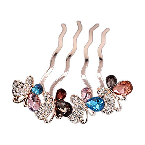 Sisaki Mode féminine papillon forme strass bijou en plastique épingle à cheveux décoration de cheveux Bandeaux