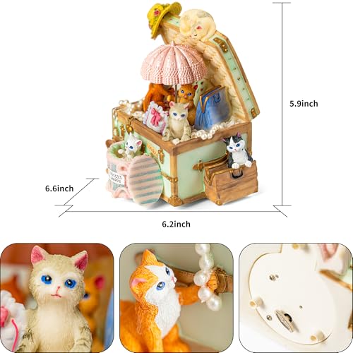 Cat Music Box Gift for Girlfriend Wife Daughter Grandma Granddaughter Sister Friends, Cute Kitty Musical Box Anniversary Birthday Gifts Kitten Lover Mother Day Present - Image 3