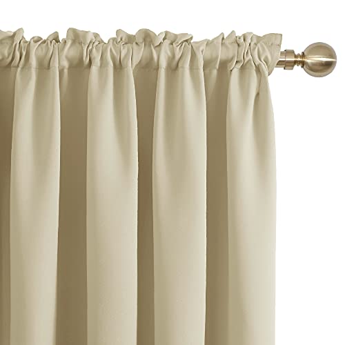 Image of Deconovo Blackout Curtains Set of 2, 7 Feet Long, Black Curtains for Bedroom, Thermal Insulated Window Curtains for Living Room - 52W x 84L Inch,Beige Eyelet