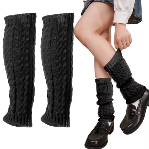AUNGCSHE Winter Leg Warmers, Stulpen Damen für Damen aus Wolle und Acryl, Weich Sportgeschenk, Beinlinge zum jeden Tag, Tanzen, Sport, Gym, Bergtouren, Beinwärmer Damen Mädchen für Ballett(Schwarz)
