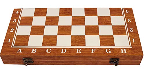 Image of FunZone 15X15 inch Folding Board, Handmade Portable Travel Chess Board Game Sets with Game Pieces Storage Slots - Beginner Chess Set for Kids and Adults (15 X 15) AZ01