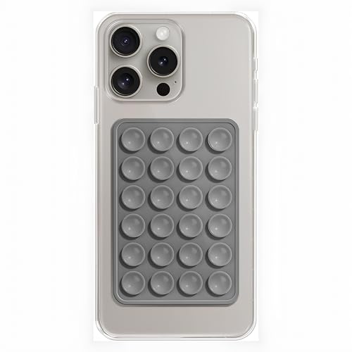 Image of SKYSIA Suction Phone Case,Sticky Mount Pad, Silicone Suction Phone Case for Hands-Free Mobile Accessory Holder Grip, Video Phone Accessory Compatible with Mirror, Shower - (Pack of 1) (Gry+Gry)