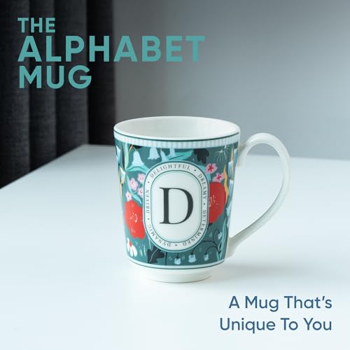 Image of Shay Alphabet Mug 300ml, Letter D Printed Coffee Mug for Girls, Boys, Friends | Ceramic Mug |Glossy Finish | Ceramic Coffee Cup | Porcelain | Microwave Safe (Alphabet Mug - D)