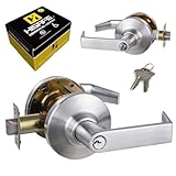 HISAFE Keyed Entry Grade 1 Commercial Door Locks Heavy Duty Office Door Lever, Non-Handed, UL 3 Hour Fire Rated, ADA Compliant, Brass Latch, 2-3/4''Backset, Satin Chrome 26D