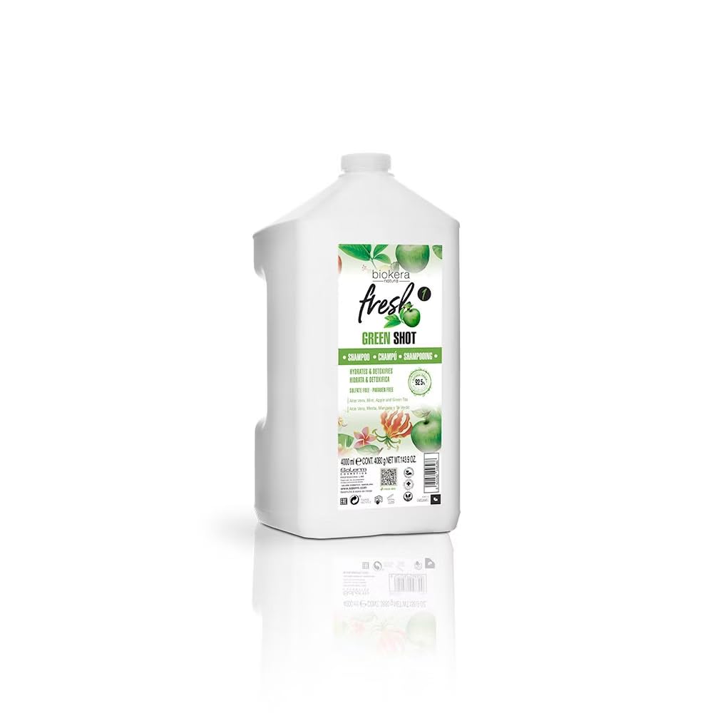Biokera Champú Natural Fresh Green Shot 143.9 OZ (4 Litros)