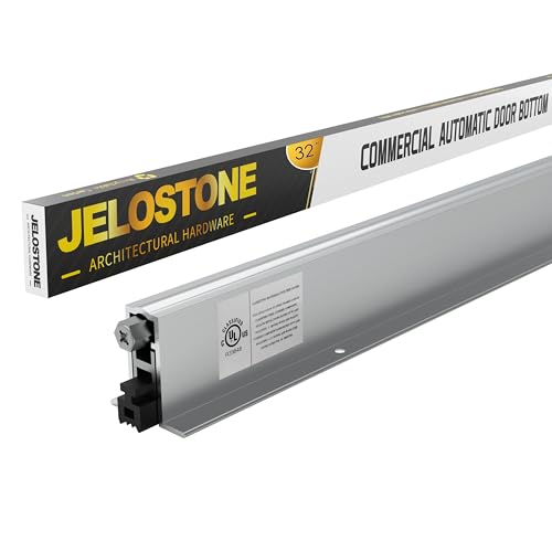 JELOSTONE 32 Commercial Automatic Door Bottom Mill Finish 9/16 W x 1-3/8H Aluminum Automatic Door Bottom Full Mortise with Neoprene Insert JS-4111RL