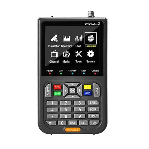 V8 Finder2 Buscador de satélite Detector de señal Digital Receptor Plla LCD for Ajustar la Antena parabólica de TV satelital Fácil de localizar(Black)