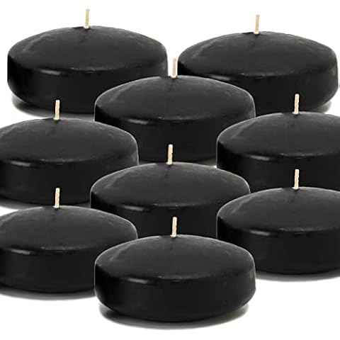 CandleNScent Unscented Floating Candles | Large 3 Inch - Fits in 3 Inch Vase and Above | Black | Floats On Water | Pack of 12 Cover