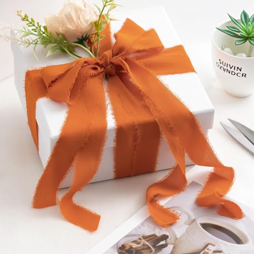Jortmrd 3 Rollen Chiffonband Geschenkband Chiffon Schleifenband Hochzeit Seidenband Ausfransen Kanten Dekoband Set Stoffband Fransenband für DIY Geschenk Verpackung Brautsträuße (4cm x 5m)