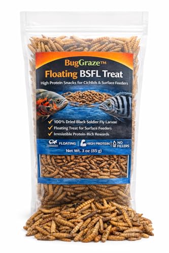 Cichlid Fish Food Floating Insect-Based Diet for Large Tropical Fish BSFL Alternative to Pellets High Protein Floating Fish Food BugGraze