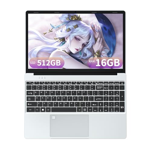 Image of AocBook Business Silver Laptop with Celeron 6500Y Processor, 15.6 Inch Full HD IPS Display, 16GB RAM, 512GB SSD, Backlit Keyboard, Portable Notebook, Pre-Installed System, Slim Design