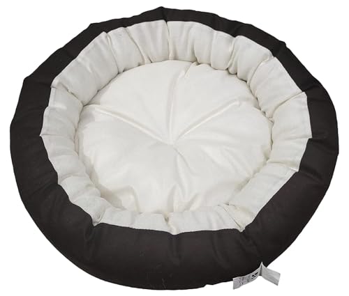 Image of XXX-Large Size Dog and Cat Bed Round Shape Export Quality Ultrasoft Micro Fiber Filling for Extra Comfert Dual Color Cream-Brown Machine Washable Anti Skid Base Pet Bed