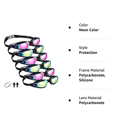 Flutesan 6 Pcs Swim Goggles Swimming Equipment Swimming Goggles Sport Swimming Goggles For Women Men Adult Youth (Neon Color) #TOP7