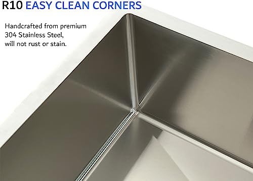 5Th Ave Fixtures 28 Inch Undermount Kitchen Sink Set, 304 Stainless Steel, 10 Inch Deep Single Bowl, Real 16 Gauge 28"X18.5"X10" #TOP5