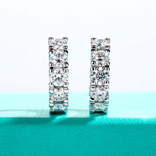 AnuClub Moissanite Hoop Earrings 2.4/6cttw D Color VVS1 925 Sterling Silver 3/4mm Moissanite Huggie Piercing Earrings for Women Wife Her with Certificate2