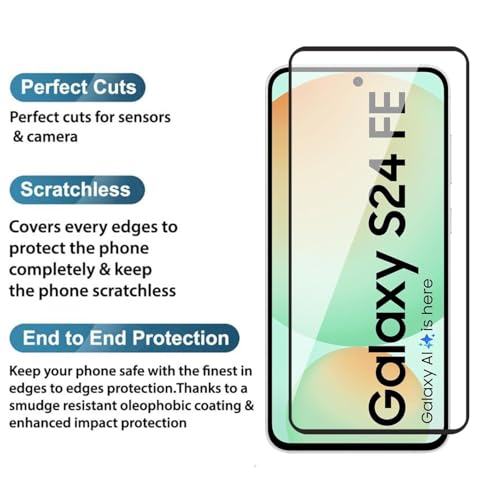 Image of Tempered Glass Screen Protector Compatible for Samsung Galaxy S24 FE 5G / Samsung Galaxy A36 / Samsung Galaxy A56 (6.7 Inch) with Edge to Edge Coverage and Easy Installation kit