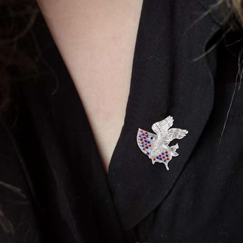 Image of Rhinestone Brooch Pins for Women, Vintage Crystal Enamel Brooches, American Flag Pin Patriotic Lapel Pins Gift for Suit Clothes Bag Accessories