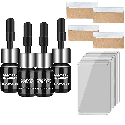 Nano Glass Repair Fluid - Magic Glass Nano Repair - Windshield Repair Kit - Glass Nano Repair Solution - Automotive Glass Repair Kit for Chips, Cracks (4 Packs)