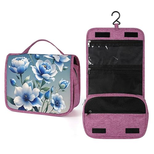 Trousse de toilette imperméable florale avec crochet de suspension chic pour voyage