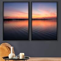 2 Piece Framed Canvas Wall Art Sunset and Ocean Landscape Canvas Prints Home Artwork Decoration for Living Room,Bedroom - 16